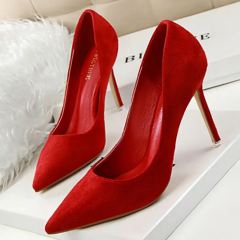 Suede High Heels Stiletto Party Shoes Female Comfort Women Heels