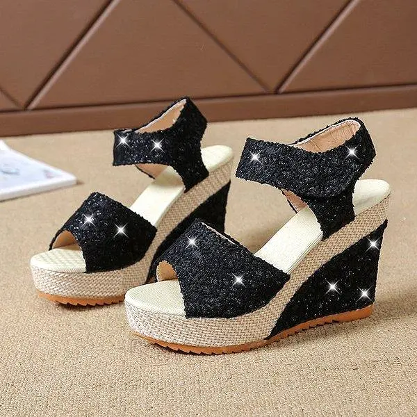 Summer Lace Platform Sandals High Heels  Shoes Open Toe Espadrilles Comfortable Sandals