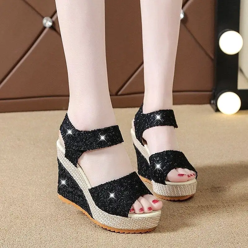 Summer Lace Platform Sandals High Heels  Shoes Open Toe Espadrilles Comfortable Sandals