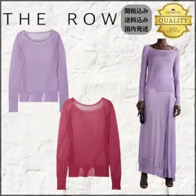 The Row  |Casual Style Blended Fabrics Long Sleeves Plain Party Style