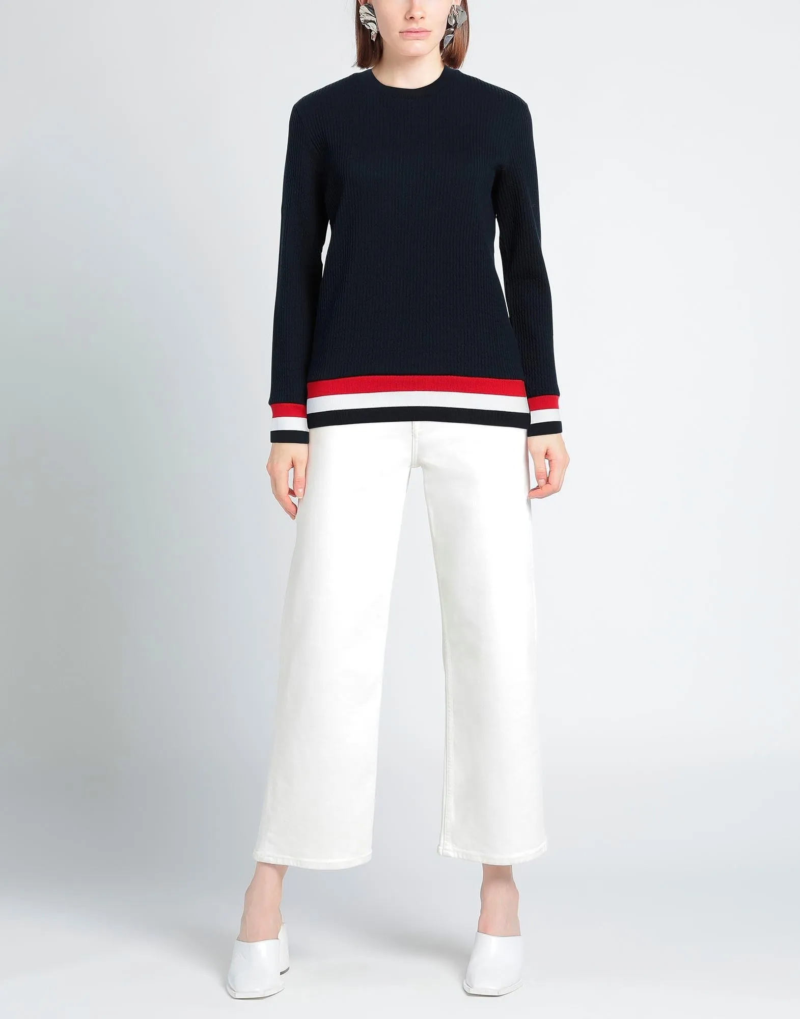 THOM BROWNE  |Crew Neck Casual Style Long Sleeves Plain Cotton