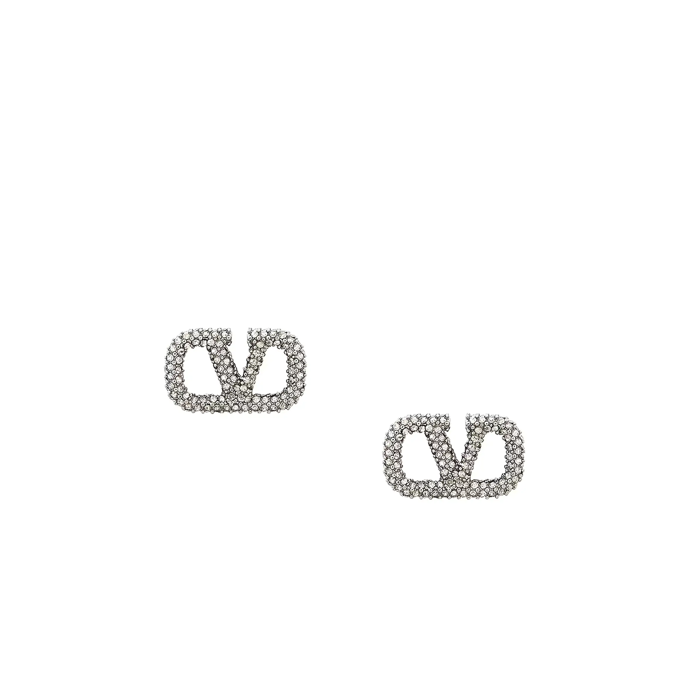 VLogo 15mm Signature Strass Stud Earrings, Palladium