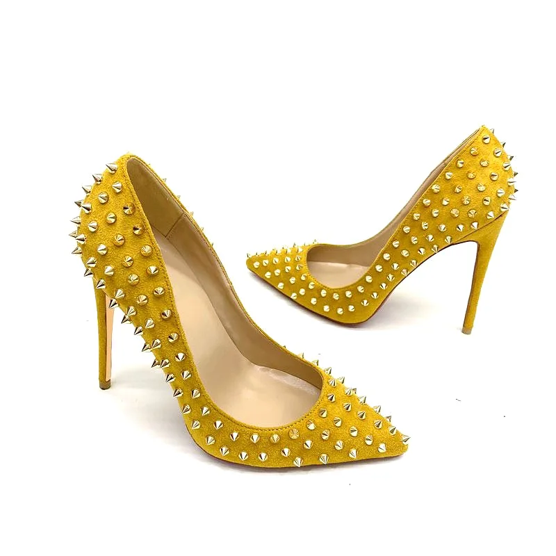 Yellow Rivets High Heels Pumps