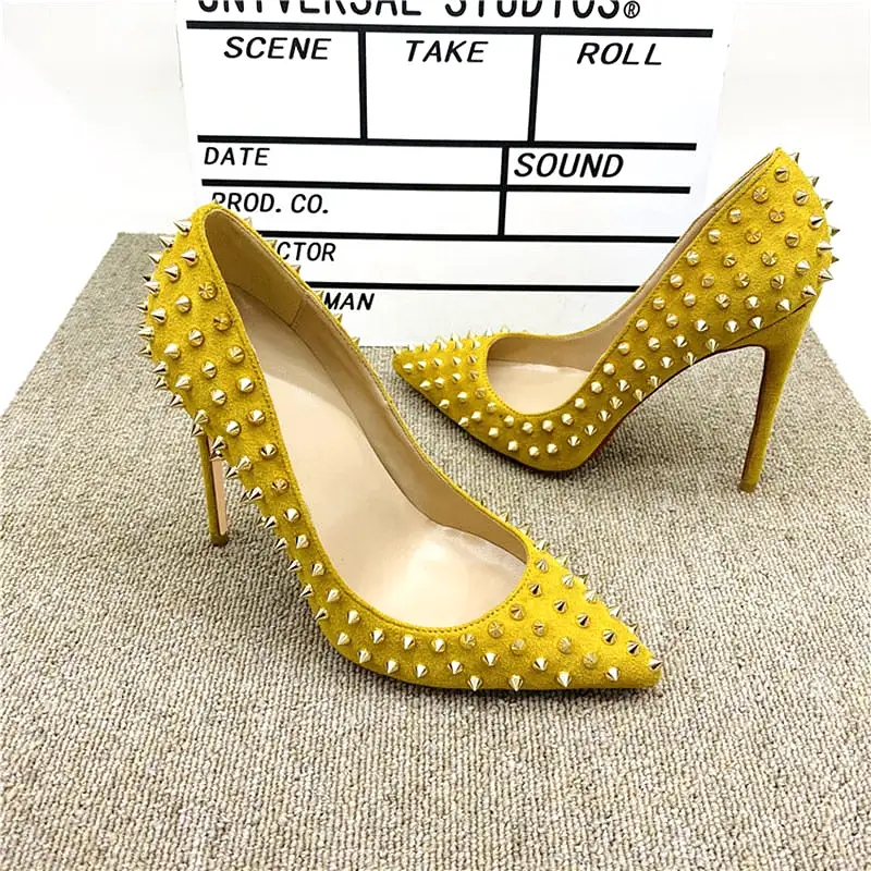 Yellow Rivets High Heels Pumps