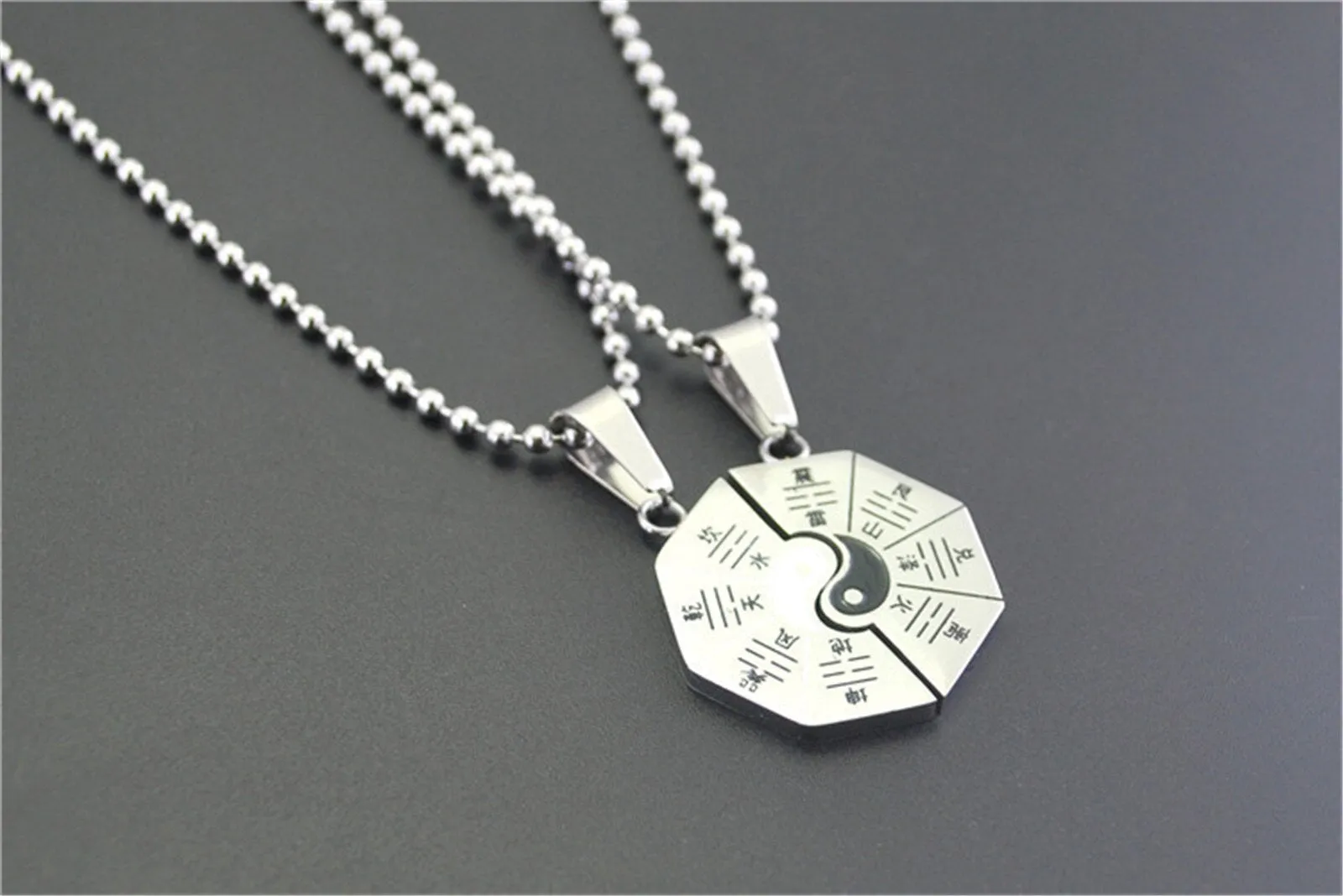 Yin Yang Charm Pendant Couple's Necklace Set