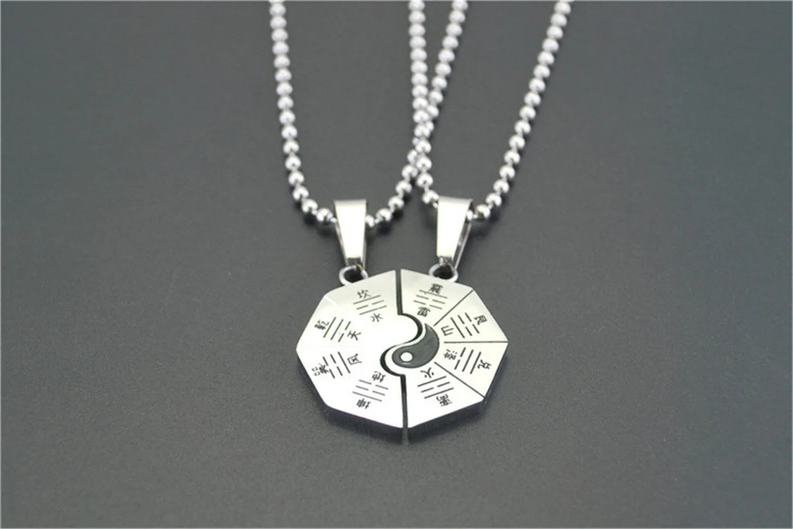 Yin Yang Charm Pendant Couple's Necklace Set